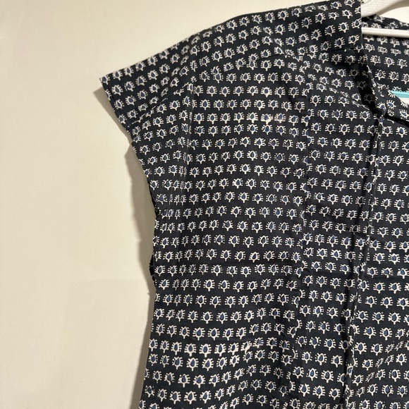 Women L/XL Cotton Boxy Lightweight navy blue Repeat Oval Abstract Pattern Blouse - Picture 11 of 15